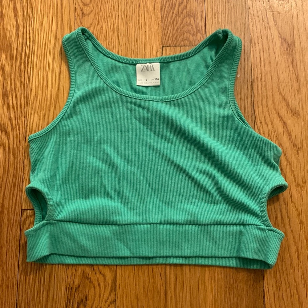 Zara Green Crop Tank Top